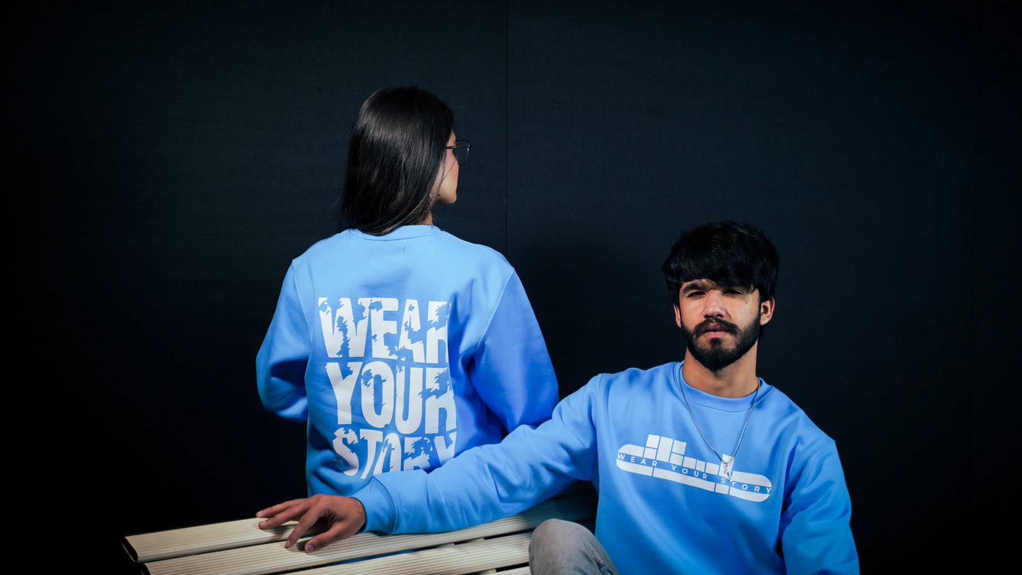 Cuddly Blue Unisex Relaxed Fit 400 Plus GSM Sweat Shirt - D.Sweatz by Daastaan
